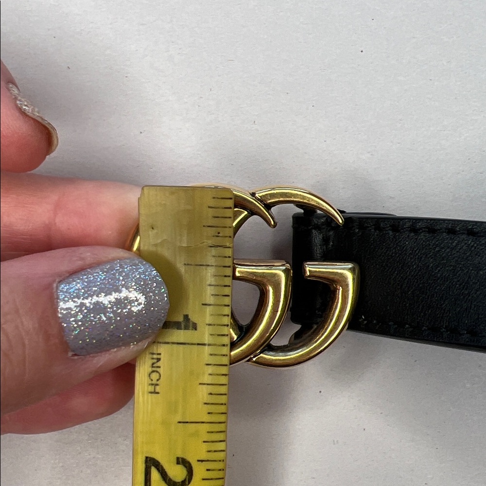 Authentic Gucci GG Marmont Black Leather Slim Belt - Picture 7 of 9
